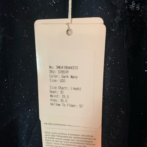 Elegant Navy Blue Sequin Prom Dress - Picture 8 of 8